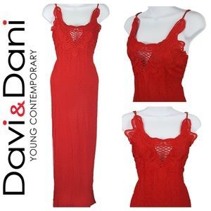 DAVI & DANI Red Hot Cinco De Mayo Maxi Spaghetti Strap Macramé